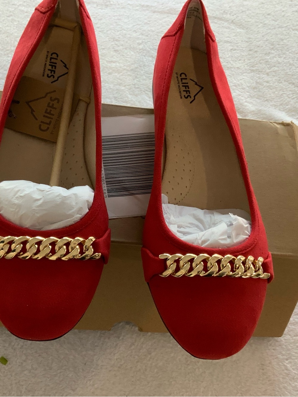 Cliffs Red Chain-Accent Women's Ballet Flats new in box size 11W. SKU 3086